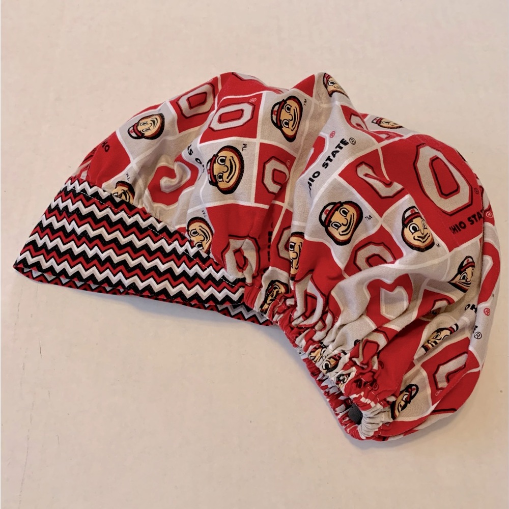 Nursing scrub hat: Ohio State Buckeyes, bouffant style